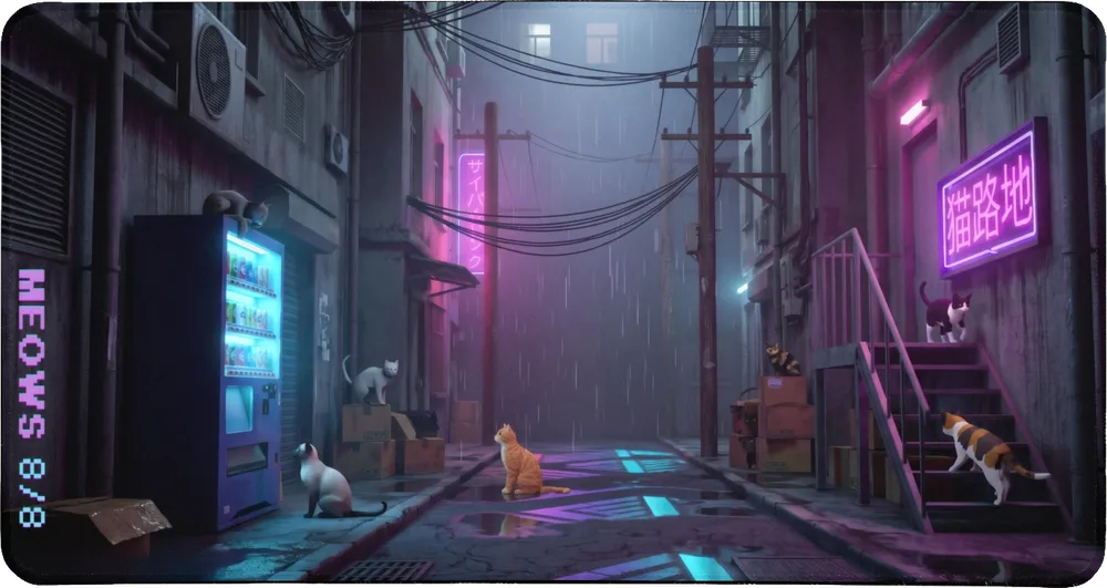 Render_01: XXL Desk Mat in Neon Alley