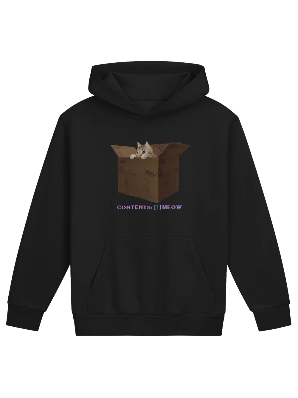 The "Low-Poly Meow" Heavyweight Hoodie in Black
